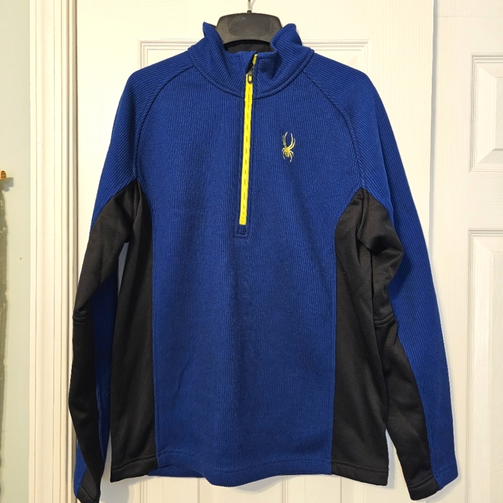 Spyder Waffle 1/4 Zip Men's Blue Pullover - Medium